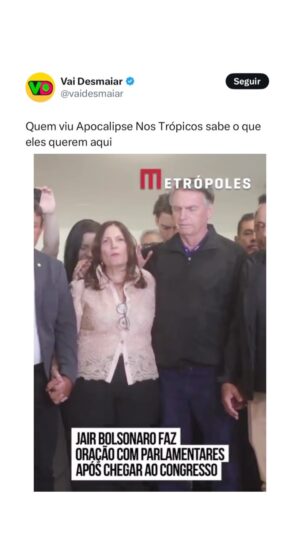 Petra Costa Instagram - Informo a todas e todos que as gravações para Apocalipse nos Trópicos já foram finalizadas. Obrigada.
Via @vaidesmaiarvd