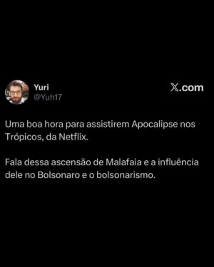 Petra Costa Instagram - Mais do que nunca, Apocalipse nos Trópicos segue atual.
Entre as reviravoltas dos áudios reveladores que a PF descobriu, as reações exaltadas e debates sobre fé, política e democracia nas redes, o filme continua gerando repercussão e diálogo na sociedade. Basta ver os comentários acima para sentir a dimensão desse impacto.
Se você ainda não assistiu, está na Netflix.
Se já assistiu, esse é o momento de compartilhar — com amigos, família, nos stories, nos grupos de WhatsApp.
📣 Cada eco ajuda a manter viva essa conversa urgente sobre o futuro do Brasil.