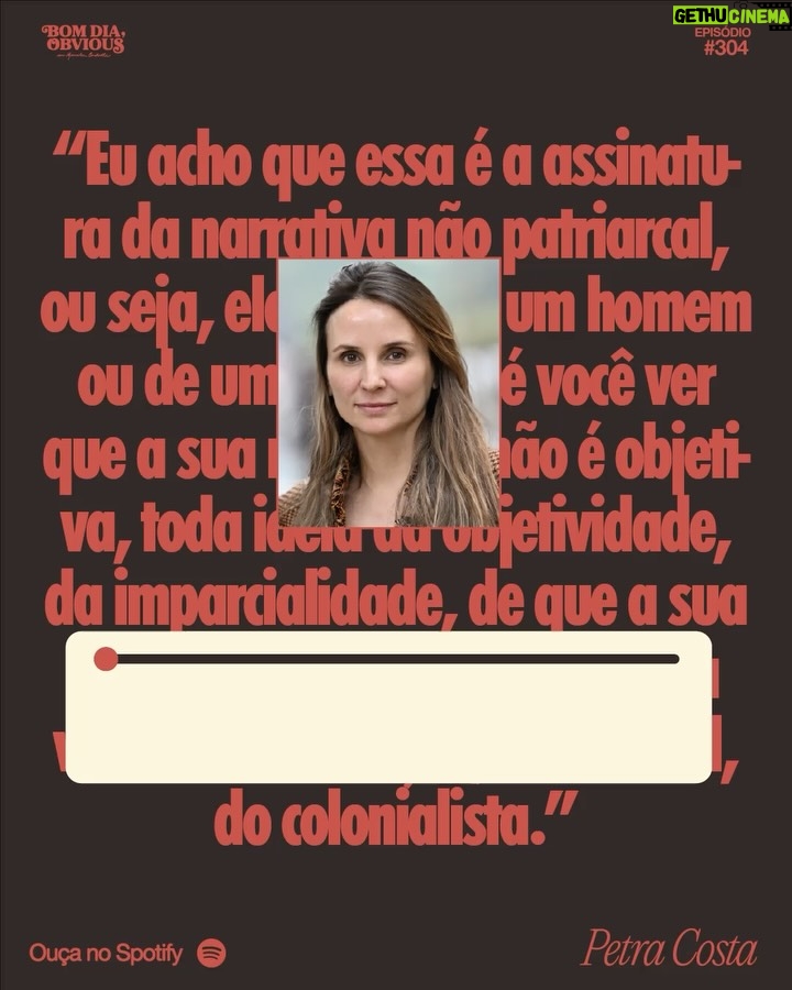 Petra Costa - 10.4K Likes - Tem novo episódio de Bom Dia, Obvious com a cineasta @petracostal e @marcelaceribelli conversando sobre democracia, religião e esperança ativa. Petra lança o documentário “Apocalipse nos Trópicos”, na Netflix, e explica o que significa, para ela, contar histórias por lentes não patriarcais. Ouça no Spotify e nas demais plataformas de áudio.