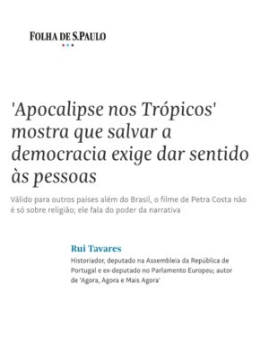 Petra Costa Instagram - O Rui Tavares foi um grande colaborador do projeto ‘Apocalipse nos Trópicos’. Gracias pelo coluna @ruitavarespt !