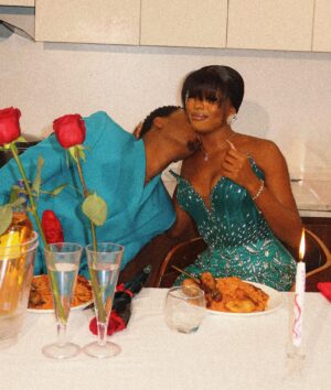 Phina Instagram - Dinner Date. I made the Dinner. She Ate. We Danced. We Laughed. 10/10 Night.🍒❤️

Wearing: @swarovskiretailernigeria 💎