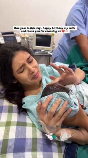 Pooja Bafna Instagram - People say time flies and we would believe that’s true because we can’t express how fast our cute little munchkin has turned a year old. Last year on this day we held him for the first time and today we can’t wait to hold him a little longer. We are happy to see him grow each day but also sad that he doesn’t fit in our arms the same way. Happy birthday babytoo- grithu pithu- cutie patotie. Mumma papa loves you forever and always ❤️🫶🏻