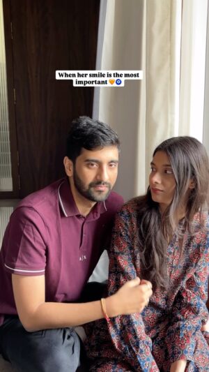 Pooja Bafna Instagram - Who makes you smile the most ? TAG and SHARE it with them 🫶🏻🧡
#couplegoals #romanticcouple #marriedgoals #relationshipgoals #husbandandwife #explorepage #reelsinstagram #trendingreels #viralvideos #poojakaranbafna #sukoon
Couple goals, happy couple , marriage , husband and wife , relationship goals , pooja Karan Bafna , explore page , reels Instagram , trending , viral , sukoon
