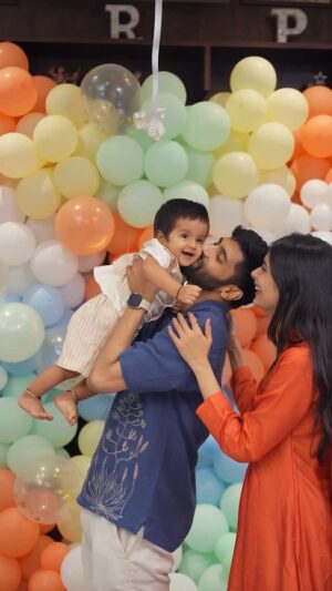 Pooja Bafna Instagram - Can’t believe he is already ONE 🫣 🫶🏻 Comment below “🫶🏻” and bless him 🙈🧿

[parenting , first birthday, baby boy , reels , trending , viral , couple goals , poojakaranbafna]