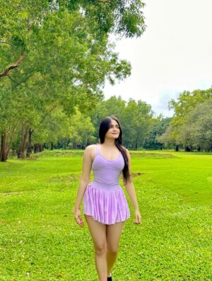 Pooja Jain Instagram - Purple pop in nature’s lap🍀
Outfit @savana
Use my coupon code ‘Pooja26’ for some additional discounts 🤍
{ outfit inspiration, lilac, poppy, that girl , greenery}
#explorepage #outfittoday #trending #foryoupage #aethetic