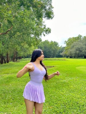 Pooja Jain Instagram - Purple pop in nature’s lap🍀
Outfit @savana
Use my coupon code ‘Pooja26’ for some additional discounts 🤍
{ outfit inspiration, lilac, poppy, that girl , greenery}
#explorepage #outfittoday #trending #foryoupage #aethetic