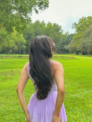 Pooja Jain Instagram - Purple pop in nature’s lap🍀
Outfit @savana
Use my coupon code ‘Pooja26’ for some additional discounts 🤍
{ outfit inspiration, lilac, poppy, that girl , greenery}
#explorepage #outfittoday #trending #foryoupage #aethetic