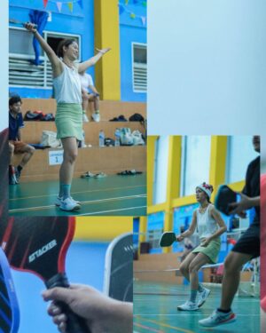 Prisia Nasution Instagram - my self love era: Christmas eve, i do what i like best… getting some sweat. what ever the sport is. this time,  its pockleball.. thanks to @kadallincah.pickleball community… starting as pickleball friends becoming my new family.. love it

also thanks to @gelanggang.jaksel for the festive court
and beautifully captured by @audityanggita