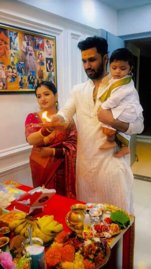 Rashmitha Poojary Instagram - It was always our dream to welcome Ganpati Bappa into our home…
and this year we finally got the chance ✨
Celebrating Ganesh Chaturthi at home for the first time has been one of the happiest moments of our lives 🙏❤️
We only pray to Bappa to keep blessing us always,
and to keep everyone happy, healthy, and safe ✨🌸
Ganpati Bappa Morya