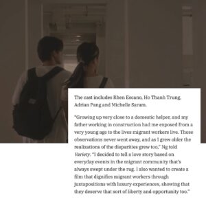 Rhen Escano Instagram - Thrilled that my first international full-length film #SUNDAY, filmed entirely in Singapore has been featured in @variety. This recognition marks a significant milestone in my journey as an actor and I'm deeply grateful for the opportunity to share our story with a global audience. 

World premiere tonight, 06 Dec, Wed at Singapore International Film Festival @sgiffest under the Singapore Panorama Section. 

@runamokrun 
@mm2singapore 

#SundayFilm #SGIFFEST2023
