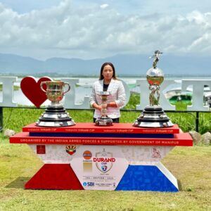 Saikhom Mirabai Chanu Instagram - Honored to be part of the grand tour and trophy showcase of Asia's oldest football tournament in Imphal yesterday. My best wishes to all the participating athletes in the 134th Edition of Indian Oil Durand Cup. 🏆⚽
I would like like to thank Shri Prashant Kumar Singh, IAS, Chief Secretary, Government of Manipur, Lt Gen Mohit Malhotra, Chief of Staff, HQ Eastern Command & Chairman, Durand Cup Organising Committee, Lt Gen Abhijit S. Pendharkar, General Officer Commanding, 3 Corps, Maj Gen S. S. Karthikeya, General Officer Commanding, 57 Mountain Division, Maj Gen Ravroop Singh, Inspector General, Assam Rifles (South), and Shri Rajiv Singh, IPS - DGP Manipur for the hospitality and kind words.
#MirabaiChanu #DurandCup #Manipur #Football