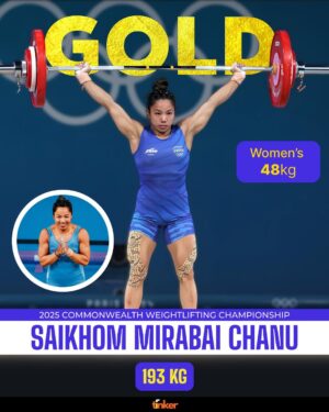 Saikhom Mirabai Chanu Instagram - ✨ Golden Lift for India! ✨

Saikhom Mirabai Chanu makes a stunning comeback – competing for the first time in 11 months after injury – and wins Gold 🥇 at the 2025 Commonwealth Weightlifting Championship in the Women’s 48kg category! 🇮🇳

She sets a Championship Record with:
🔹 Snatch – 84kg
🔹 Clean & Jerk – 109kg
🔹 Total – 193kg

With this, Mirabai also secures her qualification for the 2026 Commonwealth Games in Glasgow. 🙌

India’s future is shining too:
🏅 Soumya Sunil Dalvi – Junior Gold (177kg)
🏅 Payal – Youth Gold (166kg, Commonwealth Record)

🔥 A golden day for Indian weightlifting!

⸻
#Weightlifting #MirabaiChanu #CommonwealthWeightlifting #IndianSports #Glasgow2026 #SoumyaDalvi #Payal #YouthChampion #JuniorChampion #GoldenIndia #SportsIndia #WomenInSports #WeightliftingIndia #Strength #CWG2026 #RoadToGlasgow #IndiaShines #SportsGlory #FutureChampions

( [Weightlifting] [Mirabai Chanu] [Commonwealth Championship 2025] [Women’s 48kg] [Snatch Record] [Clean & Jerk Record] [Total 193kg] [Soumya Sunil Dalvi] [Junior Weightlifting Gold] [Payal] [Youth Weightlifting Gold] [Commonwealth Record] [India at CWG] [Glasgow 2026 Qualification] [Women Power] [Indian Sports Rising] [Golden Moment] )

Do you think we will get more Indian athletes getting qualified for #cwg2026 ?