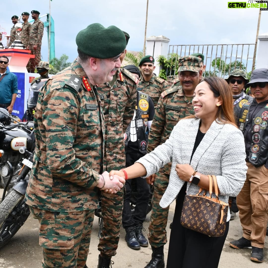 Saikhom Mirabai Chanu - 18.9K Likes - Honored to be part of the grand tour and trophy showcase of Asia's oldest football tournament in Imphal yesterday. My best wishes to all the participating athletes in the 134th Edition of Indian Oil Durand Cup. 🏆⚽

I would like like to thank Shri Prashant Kumar Singh, IAS, Chief Secretary, Government of Manipur, Lt Gen Mohit Malhotra, Chief of Staff, HQ Eastern Command & Chairman, Durand Cup Organising Committee, Lt Gen Abhijit S. Pendharkar, General Officer Commanding, 3 Corps, Maj Gen S. S. Karthikeya, General Officer Commanding, 57 Mountain Division, Maj Gen Ravroop Singh, Inspector General, Assam Rifles (South), and Shri Rajiv Singh, IPS - DGP Manipur for the hospitality and kind words.

#MirabaiChanu #DurandCup #Manipur #Football