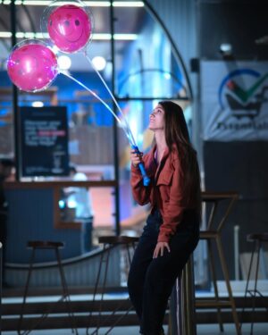 Sakshi Gupta Instagram - "Chasing dreams under the moonlight with a balloon in hand. šš #NightMagic #trendingreels #photooftheday