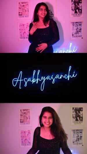 Sanchi Jain Instagram - Bringing my space to life with personalized touches from @fomostore_ ! Loving my custom neon sign, posters & laptop skins 🌟✨