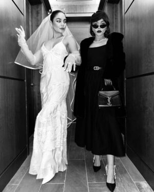 Sarah Hyland Instagram - Dress code: All Black for the Bride in White š¤