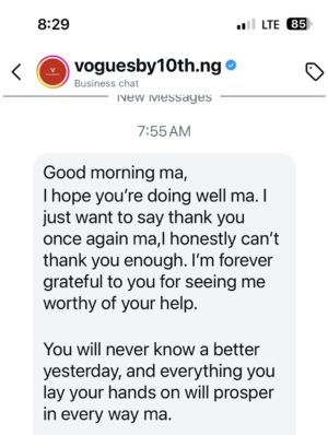 Shaffy Bello Instagram - THANK YOU EVERYONE. THANK YOU FAM🙏🏾
She sells “Previously Loved clothes”, YET you patronized her because MY FOLLOWERS ARE KIND PEOPLE.
YOU are not here to just watch, you’ve showed me that YOU ARE HERE FOR IMPACT.
Let’s continue to Impact Lives one person and one day at a time.
@voguesby10th.ng is gratefully.
I am Grateful.
Thank you so much. May your Harvest be plenty as you have Sown 🙏🏾🥰