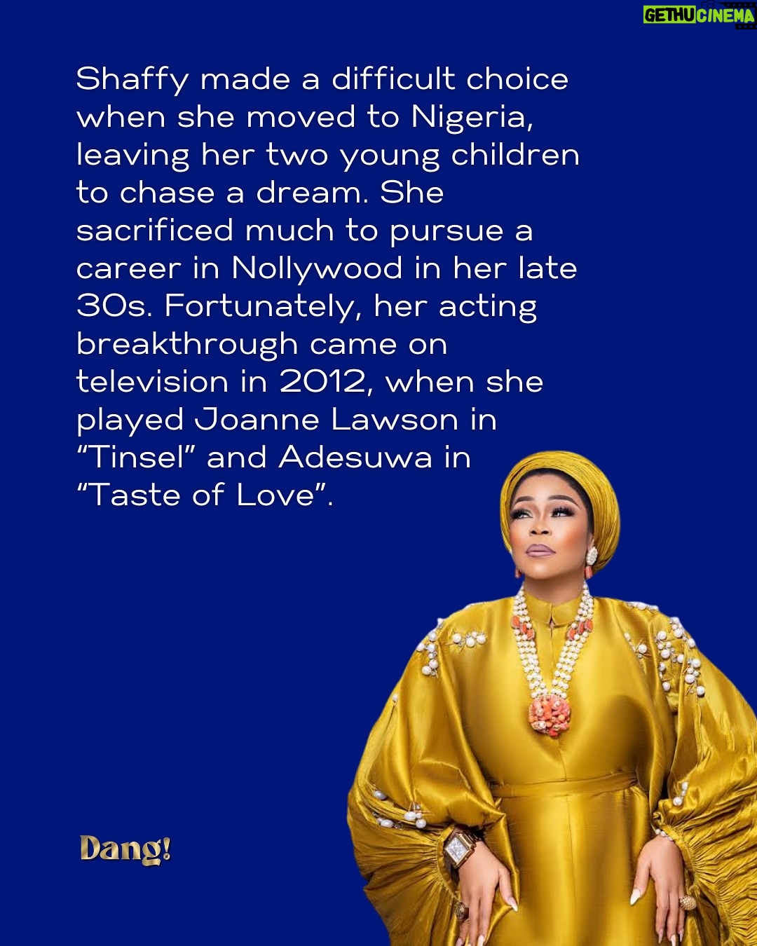 Shaffy Bello - 4.4K Likes - Swipe: Her most groundbreaking feat is her bold return to Nigeria in her 30s to reinvent herself from a U.S.-based singer into one of Nollywood’s most elegant and versatile actresses, proving it’s never too late to chase a new dream and redefine success. Listen to her speak more about her story on the latest episode of @dearifeseries on my YouTube.

@iamshaffybello you’re a role model for strength and creativity in Nollywood!

#DangWoman #Dang