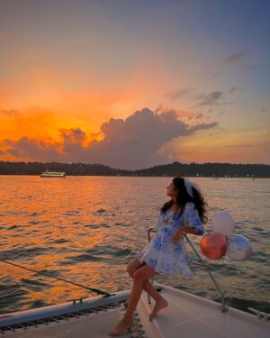 Shalvi Chauhan Instagram - This is surreal! I feel like I’m in a movie. And yet, dreams really do come true. Always wanted to celebrate my birthday on a private yacht, and now it’s happening!✨
Dreams do come true, see and pursue,
Late post, but this birthday’s true,
Close to heart, a cherished delight,
A birthday wish, shining bright.💯🧿