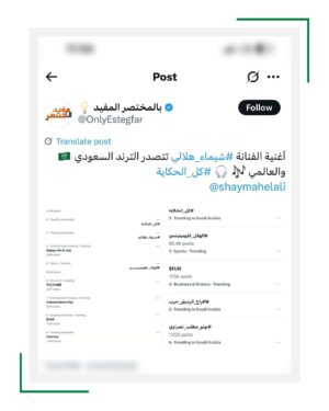 Shayma Helali Instagram - هاشتاغ #شيماء_هلالي و #كل_الحكاية يتصدران الترند على منصة X في #السعودية
@shaymahelali
#اخبار_روتانا
#RotanaMusic
