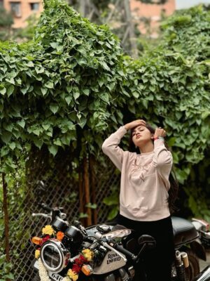 Siddhi Jambhale Instagram - Money comes and go, but having dream bike at the age of 21 feel so good!🖤💨👀#stallion #GT650 #royalenfieldindia 

[bike,royalenfield,biker,GT650,newbeast,stallion,biker,love,nonajar,continental,dreamcomestrue,bigday,happyme,]

#starfam❤️ #newbike #selfgifted #royalenfield #continental #gt650 #twin #bullet #attitude #dream #beast #bike #biker #stallion #baby #nonajar #photooftheday #style #lifestyle  #love #positivity #vibes #instagood #instagram #mumbai #mumbaikar #mh04