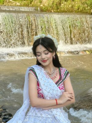 Simpal Kharel Instagram - it’s shree ju’s appearance day tomorrow🥹🪽 
jai jai shree radhe💙✨ 
@simpal_kharel