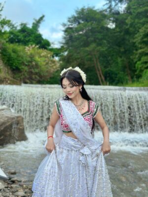 Simpal Kharel Instagram - it’s shree ju’s appearance day tomorrow🥹🪽 
jai jai shree radhe💙✨ 
@simpal_kharel