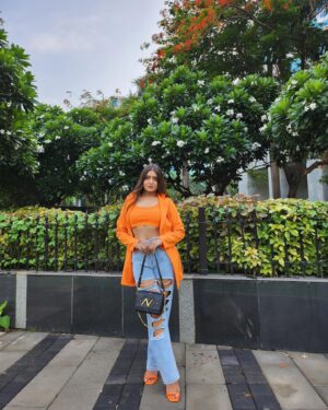 Simran D Sharma Instagram - FALLING IN LOVE WITH WHO I AM…….🧡
.
.
.
#orange #selflove #explore #foryou #fashion #outfitoftheday