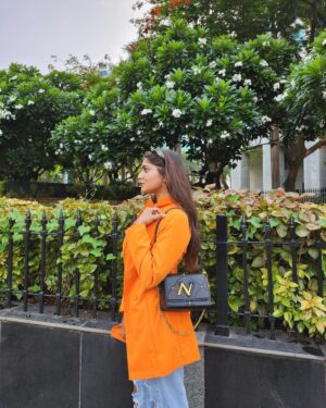 Simran D Sharma Instagram - FALLING IN LOVE WITH WHO I AM…….🧡
.
.
.
#orange #selflove #explore #foryou #fashion #outfitoftheday