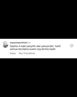 Sophia Albarakbah Instagram - I know some people are asking, why did I make a police report?
Bitter? Gila publisiti? Tegakkan benang yang basah? NO!
Sebab cyberbullying & sexual harassment bukan perkara main-main. It’s not a joke. It’s not “just comments”.

I’ve been receiving thousands of messages and comments, fitnah, lucah, hinaan, ugutan… you name it. Some may think it’s small but to me, these words cut deep. They hurt, they affect my emotions, and they damage my dignity as a woman and as a human being.

I’m sharing here some screenshots of the comments and DMs I received. This is only a small part of it, there are many more that are far worse. I’m not sharing to shame anyone, but to show the reality of what happens online. This is why I took action. Because diam takkan ubah apa-apa.

This police report is not about revenge. It’s about protection for my safety, my dignity, and to send a clear message that women have the right to be protected under the law.

To everyone who has been through the same thing, you are not alone. And to those still spreading hate, remember that your words can leave scars that never heal.