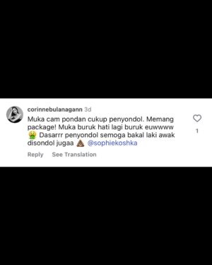 Sophia Albarakbah Instagram - I know some people are asking, why did I make a police report?
Bitter? Gila publisiti? Tegakkan benang yang basah? NO!
Sebab cyberbullying & sexual harassment bukan perkara main-main. It’s not a joke. It’s not “just comments”.

I’ve been receiving thousands of messages and comments, fitnah, lucah, hinaan, ugutan… you name it. Some may think it’s small but to me, these words cut deep. They hurt, they affect my emotions, and they damage my dignity as a woman and as a human being.

I’m sharing here some screenshots of the comments and DMs I received. This is only a small part of it, there are many more that are far worse. I’m not sharing to shame anyone, but to show the reality of what happens online. This is why I took action. Because diam takkan ubah apa-apa.

This police report is not about revenge. It’s about protection for my safety, my dignity, and to send a clear message that women have the right to be protected under the law.

To everyone who has been through the same thing, you are not alone. And to those still spreading hate, remember that your words can leave scars that never heal.