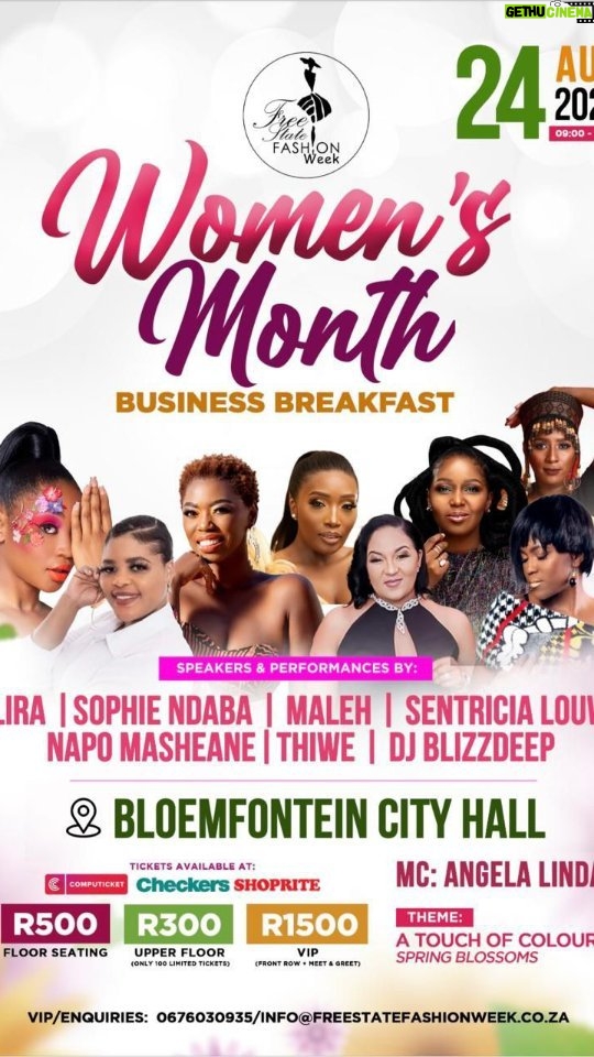 Sophie Ndaba - 3 Likes - Touchdown Bloemfontein!👑💃 Thank You @fsfashionweek @candy1fs Womens  Month Brunch!

Cant wait to share a stage with the fabulous Queens and @miss_lira sharing on how we win no matter what!💃👑
Women are Wonders !
 The music and live performances will be 💫
See you there!