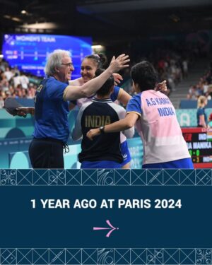 Sreeja Akula Instagram - 🇮🇳 One year ago at #Paris2024...
Team India's women stunned fourth-seeded Romania 3-2 in their Olympic debut! From Archana & Sreeja's doubles dominance to Manika's heroic performance - what a win to secure a place in the quarterfinals.
In their maiden Olympic team appearance, they proved dreams can become reality. Swipe to relive every thrilling moment! ➡️
Proud moment for Indian table tennis! 🏓✨
#Paris2024 #Olympic #TableTennis