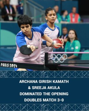 Sreeja Akula Instagram - 🇮🇳 One year ago at #Paris2024...
Team India's women stunned fourth-seeded Romania 3-2 in their Olympic debut! From Archana & Sreeja's doubles dominance to Manika's heroic performance - what a win to secure a place in the quarterfinals.
In their maiden Olympic team appearance, they proved dreams can become reality. Swipe to relive every thrilling moment! ➡️
Proud moment for Indian table tennis! 🏓✨
#Paris2024 #Olympic #TableTennis