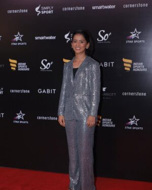 Sreeja Akula Instagram - A moment to remember! First time at the @indiansportshonours 💫🤍
Styling: @sanooriii
Outfit:@onlyindia