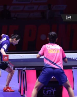 Sreeja Akula Instagram - Comes back to take the match with a golden point 👏🏻🫡

📺 Watch LIVE on @jiohotstar & @starsportsindia 🔗 

#UTT #UTTSeason6 #UltimateTableTennis