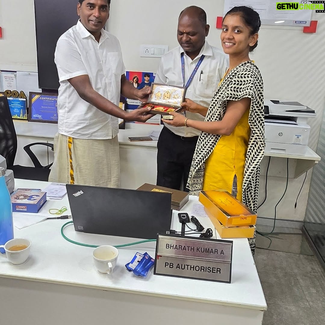 Sreeja Akula - 6.9K Likes - "Blessed to have a divine darshan at Tirupati! The experience was truly spiritual and fulfilling. A big thank you to HDFC Bank, Thirumalai branch, for the kind felicitation and for making the darshan even more special. Grateful for this wonderful experience! 🙏