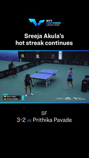 Sreeja Akula Instagram - On form, on point, on fire 🔥 

Sreeja Akula's impressive journey here in Lagos continues, unseating No. 4 seed Prithika Pavade in a closely contested battle for the Final spot 🥵 

#WTTLagos #TableTennis