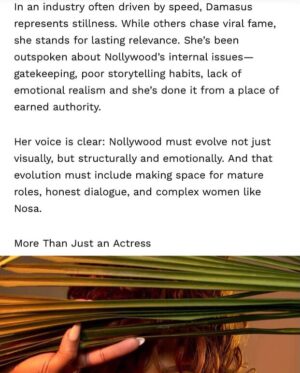 Stella Damasus Instagram - It’s not very often that I feel TRULY seen, understood and appreciated. Thank you @ranksafrica for this beautiful article. To think that this was out of the blue … wow. God bless you. #RanksAfrica #StellaDamasus #Actor #Blessed