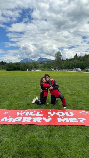 Suman Kothari Instagram - I am an old school romantic at heart.
There was no way I was doing a normal proposal. She is the girl of my dreams or perhaps even better, there was no chance on earth, I could have done a normal proposal.
This story was with us for over 6 months. Now our greatest memory is a part of your life too.
This day wouldn’t have been possible if @the.rebel.kid wouldn’t have hidden that ring for 3 days, agent Apoorva did really well 🫡
Sharing this with close bunch of people was incredibly special @theteentravels love you bro ❤️
My man @heerakls - you are the most amazing man for shooting these videos for us.
Indebted and grateful 🙏 and @outdoorinterlaken - Thanks for making a young boys dream come true ❤️
…
..
.
#mannmilgaye #marriageproposal #weddingproposal #skydiving #love #switzerland #interlaken #skydiveinterlaken