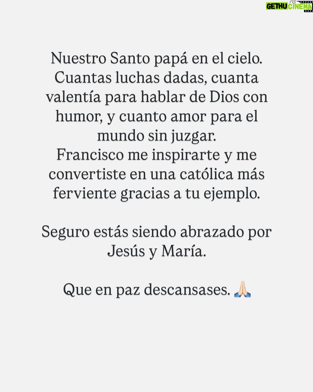 Taliana Vargas - 49.2K Likes - Oremos por el Papa Francisco. 🙏🏻 Comencemos hoy con el reto de Pascua en @hallowapp.es ✨ Su legado de amor quedará por siempre. @scholasoccurrentes