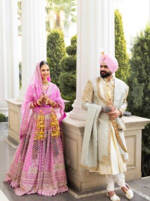 Taniya Kaur Instagram - MERI DUNIYA🌍😘FINALLY❤️🧿😀 Sohna Jea Bridal Shoot Done❤️🧿 #buggdi🐥 
Tag your Love ❤️ 

Mua @parrygill_makeover 
Hairs by @abhi_hairstylist01 
Bridal Lehnga @seobridalstudio_official 
Groom’s Sherwani @seobridalstudio_official 
Reel by @kamaldeepkaur2201 
Jewellery @manirambalwantrai 
Mehandi Artist @royal_mehndi_arts 
Photographer @sukhaujla_photography 

#buggdi🐥 #couplegoals❤️ #ᴘᴜɴᴊᴀʙɪᴄᴏᴜᴘʟᴇ #coupleshoot #punjabicouplepost #couplepose