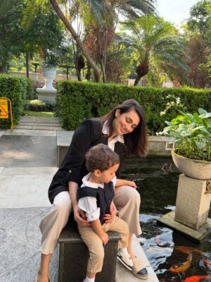 Tarini Peshawaria Instagram - My baby who was born, what feels like yesterday — just had his end-of-year school celebration, and of course we had to twin our outfits! 🧿❤️