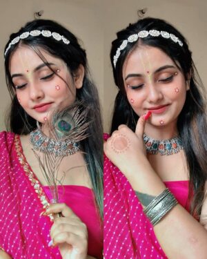 Yashika Sharma Instagram - Radha Gori Gori❤️🦚 #radhaashtami #radha #radharani #yashuh #reelkarofeelkaro #reeitfeelit
