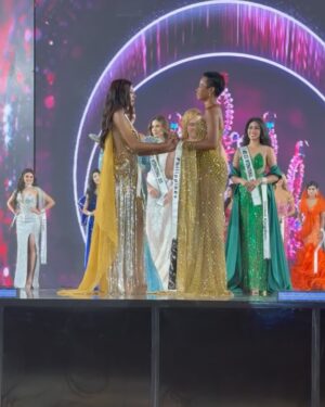 Yasmine El Khateib Instagram - Honored and delighted to join the jury of Miss Eco International for the third time, this year, in my favorite city.. Alexandria!
Wishing all the success to the crowned queen -Miss Philippines 🇵🇭👑 Alexie Caimoso- on her future steps.

Haute couture @ahmedabdullah_official 💛