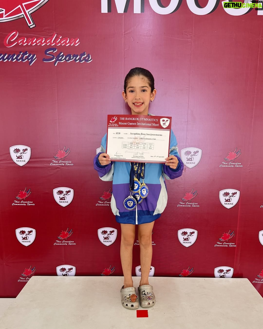 Yasmine Wildblood - 16.8K Likes - Went to Bangkok this month to take Sera to her 2nd gymnastics competition overseas. She brought home 2 gold medals and 2 silvers 🥇🥈Watching her perform with such confidence, knowing how nervous she was - made it a real proud mum moment. She pushed through and gave it her all. And seeing her so proud of herself, that was everything. Love you baby girl 💕
