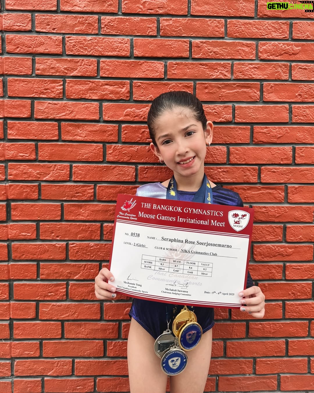 Yasmine Wildblood - 16.8K Likes - Went to Bangkok this month to take Sera to her 2nd gymnastics competition overseas. She brought home 2 gold medals and 2 silvers 🥇🥈Watching her perform with such confidence, knowing how nervous she was - made it a real proud mum moment. She pushed through and gave it her all. And seeing her so proud of herself, that was everything. Love you baby girl 💕