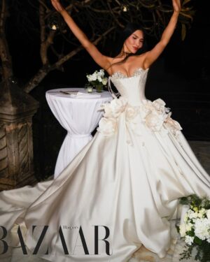 Zarina Yeva Instagram - We are the architects of our own reality. What we dream, we can build—what we feel deeply, we can manifest. I once imagined a wedding by the ocean, wild and full of soul… and the universe met me there.
From being photographed by the one and only Ellen von Unwerth to wearing six unique dresses—each expressing a different facet of my spirit—this day was a symphony of love, intention, and individuality.
Every detail felt written in the stars… a reminder that when we align with who we truly are, life rises up to meet us in the most magical ways.✨💫🤍❤️
Photographer: Ellen Von Unwerth @ellenvonunwerth
Stylist: Mike Adler @stylistmikeadler
Makeup: Petra Dianova @petradmakeup
Hair: Gabriela Medina @gaby_meriv
Wedding Dress: Vera Wang Bride x Pronovias @verawangbride x @pronovias
Dinner Dress: Atelier Pronovias @pronovias
Cake/First dance: Ese Azenabor @eseazenabor
Party dress: Netta Ben Shabu @nettabenshabu.official
Rehearsal Dinner: Custom Michael Costello @michaelcostello
Rehearsal Dinner dress: Pronovias @pronovias
Jewelry: Bee Goddess @beegoddessjewellery
Groom’s tuxedo: Huntsman @huntsmansavilerow
Art designer: Courtney Kibby @courtneykibbydesigns
Wedding planner: Karen Ruezga @playasecretaweddings
Florist: Carmen McKnight @floraamormexico