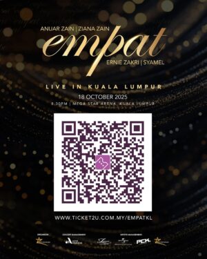 Ziana Zain Instagram - 1️⃣ HARI LAGI 🚨
JUALAN TIKET bermula ESOK
25.04.25 jam 10 pagi di 🎟️ www.ticket2u.com.my/empatkl
⏰ Jangan lupa untuk set alarm anda supaya menjadi yang terawal untuk mendapatkan tiket EMPAT ❤️
Scan QR Code yang diberi bagi memudahkan pembelian tiket anda.
🎟️Kategori Tiket:
Royal Twin Seats – RM2,088
VIP – RM1,088
Diamond – RM888
Platinum – RM688
Gold – RM488
Silver – RM388
Bronze - RM288
*Semua harga tidak termasuk yuran tiket.
♿ Untuk tempahan OKU, sila hubungi talian hotline: 6011-1190 0518
#KonsertEMPAT #EMPATKL #AnuarZain #ZianaZain #ErnieZakri #Syamel