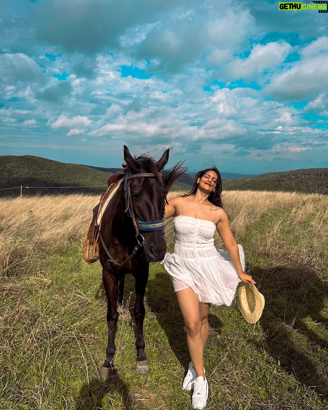 diksha sharma - 7.8K Likes - 📍Tuscany, Italy
The day life looked like a painting..
Rolling hills met endless skies..
The sun shone and how..

Living my Tuscan dream one gallop at a time :)
This is from my stay in Tuscany where about 18 horses are lovingly being bred and we got a chance to spend a day with them, ride the tuscan hills and see the beauty of it all!

I am wearing @thrift.save.rave dress!

#banjara #banjaratravels #banjarainitaly
.
.
.
[Tuscany, Italy, Tuscan Countryside, Agriturismo, Tuscany Itinerary, explore tuscany, visit italy, explore italy, riding in tuscany, horseback riding, travel goals, road trip, travel inspiration]